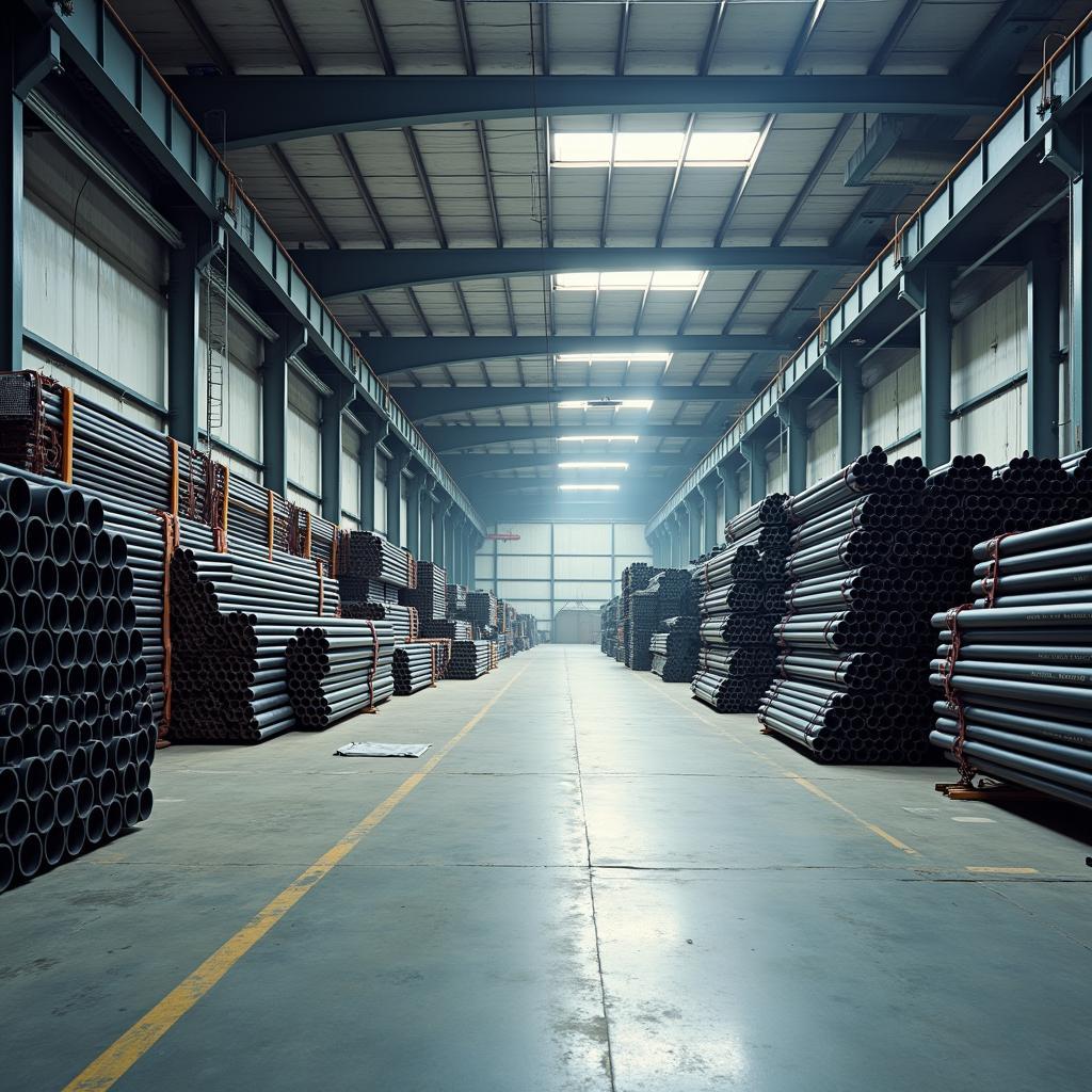 Kho hàng thép ống của HSD Việt Nam với đa dạng các loại thép ống tròn phi 16 và các kích thước khác